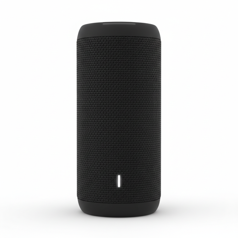 Unbranded portable Bluetooth speaker in black with fabric mesh grille